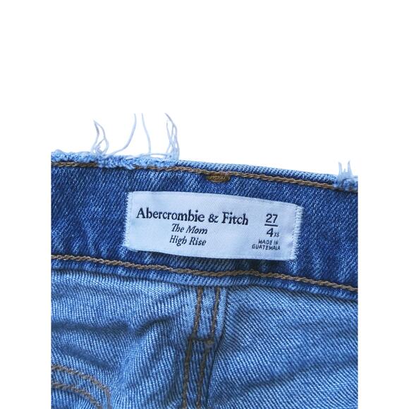 Abercrombie & Fitch The Mom High Rise Distressed Ripped Jeans 4 XShort Classic - Picture 6 of 7
